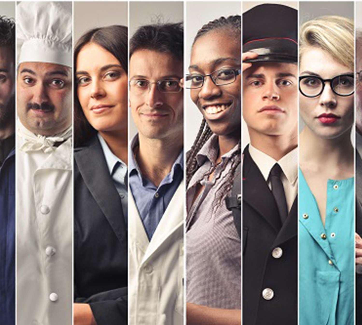 five people's profile with different types of jobs