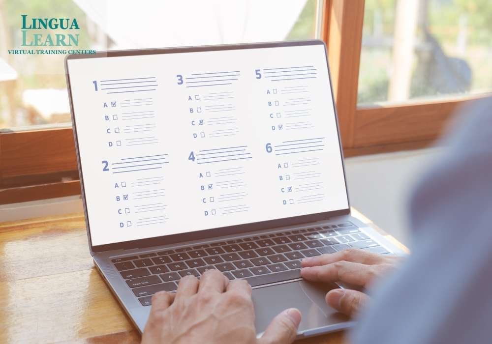 IELTS vs TOEFL comparison showing logos and a question mark